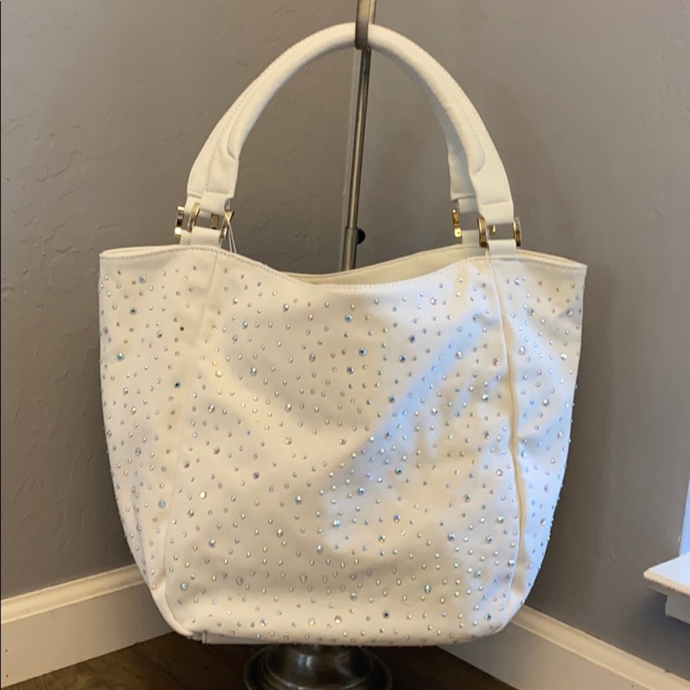 White Rhinestone Tote